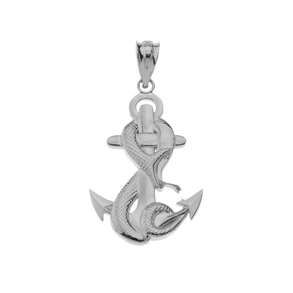 Gold Nautical Anchor Serpent Snake Pendant Necklace, view 6