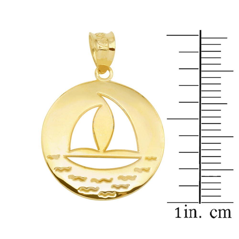 Gold Nautical Sailboat Silhouette Pendant Necklace, view 3