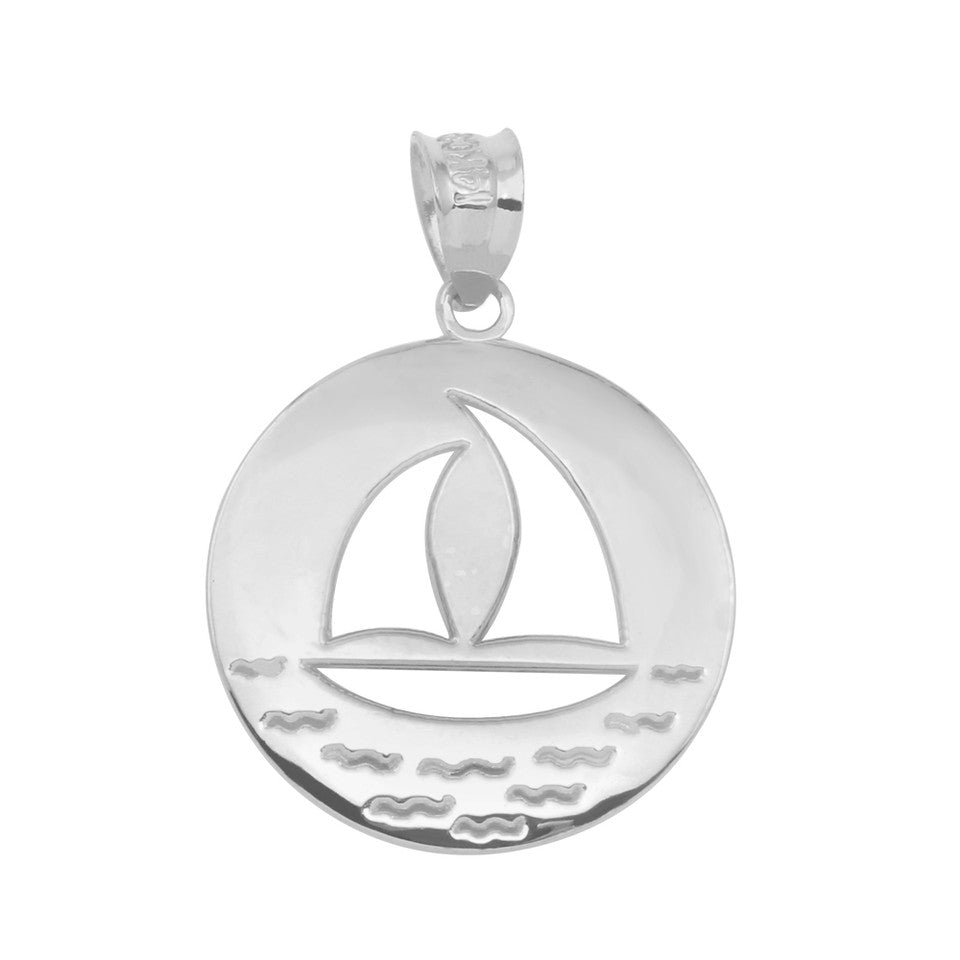 Gold Nautical Sailboat Silhouette Pendant Necklace, view 4