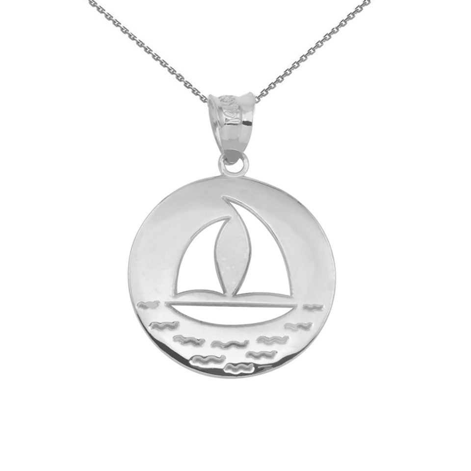 Gold Nautical Sailboat Silhouette Pendant Necklace, view 5