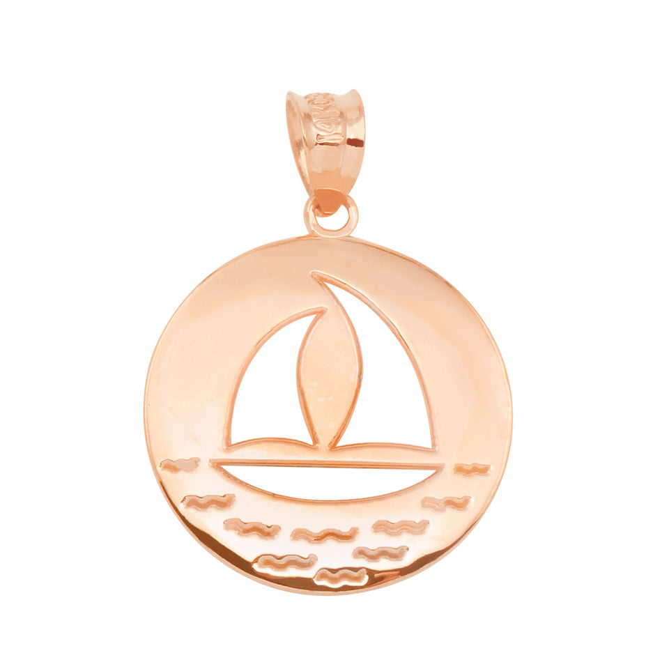 Gold Nautical Sailboat Silhouette Pendant Necklace, view 6