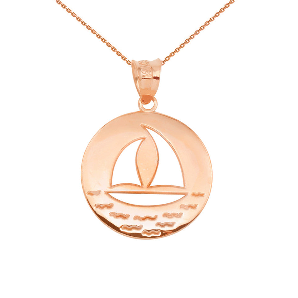 Gold Nautical Sailboat Silhouette Pendant Necklace, view 7