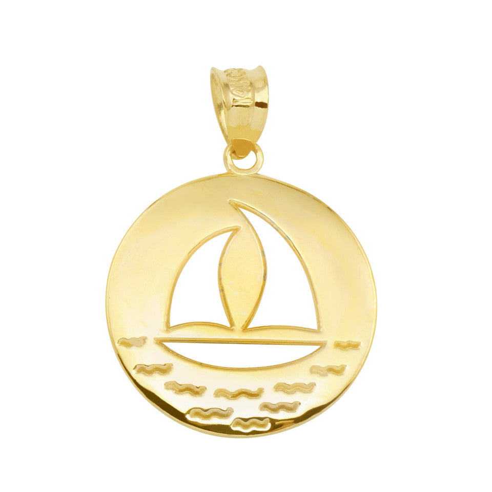 Gold Nautical Sailboat Silhouette Pendant Necklace, view 8