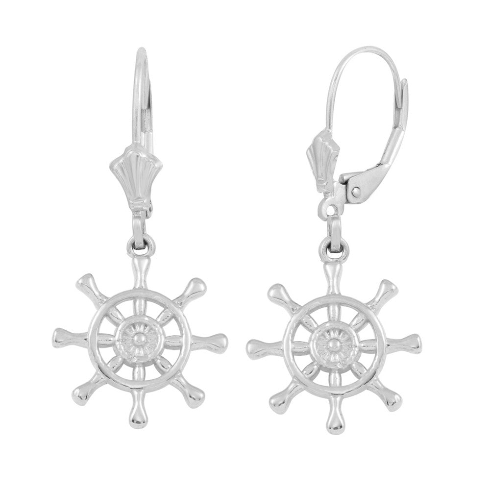 Gold Nautical Ship Wheel Earring Set, view 3