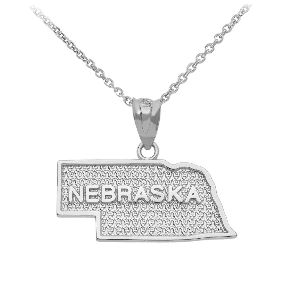 Gold Nebraska State Map Pendant Necklace, view 3