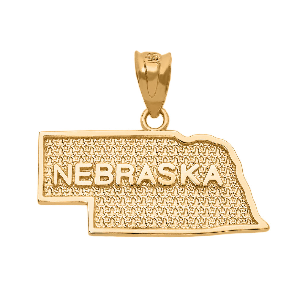 Gold Nebraska State Map Pendant Necklace, view 4