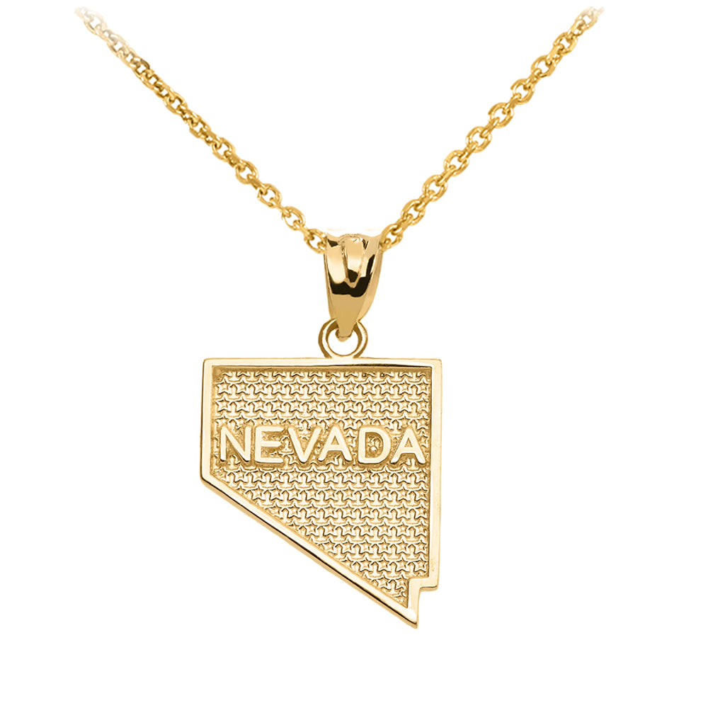 Gold Nevada State Map Pendant