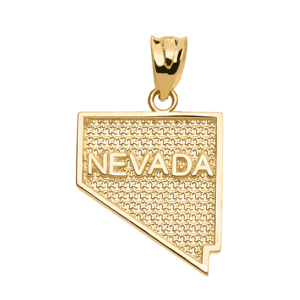 Gold Nevada State Map Pendant, view 2