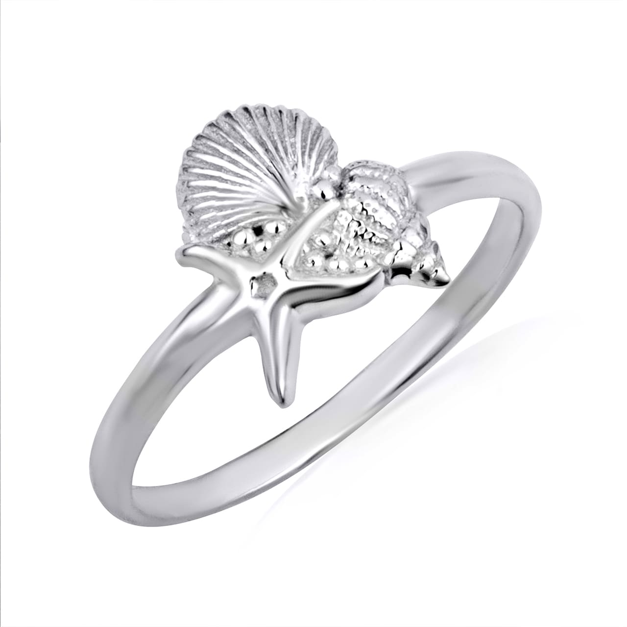 Gold Ocean Starfish Beach Seashell Ring, view 4