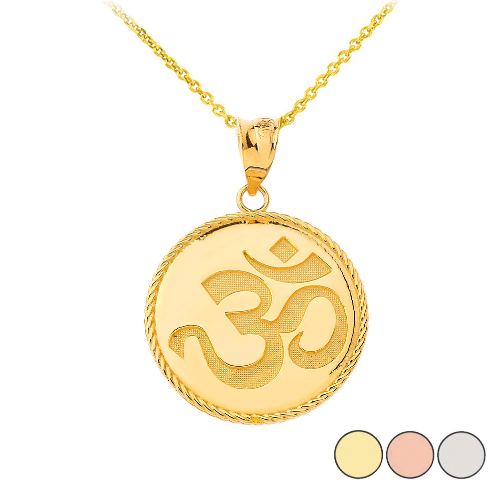Gold Ohm Symbol Disc Pendant Necklace