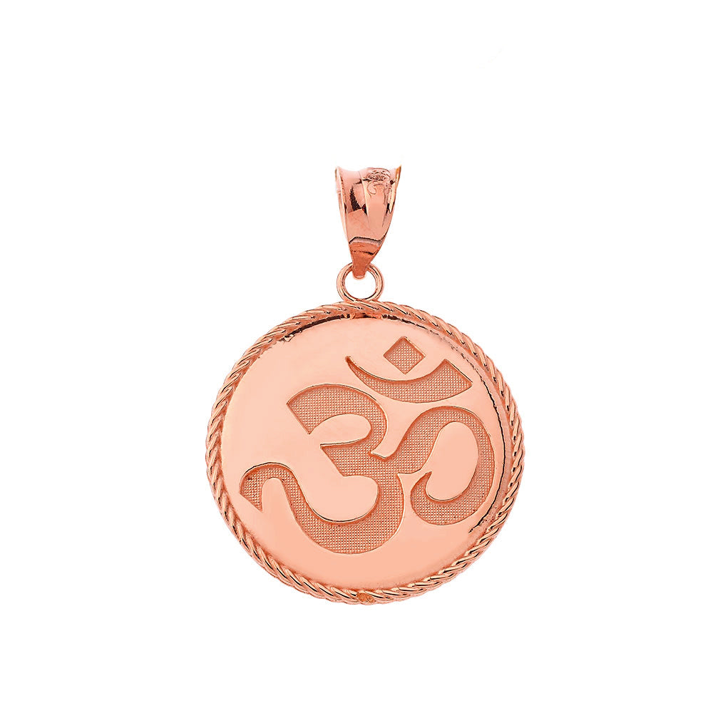 Gold Ohm Symbol Disc Pendant Necklace, view 4