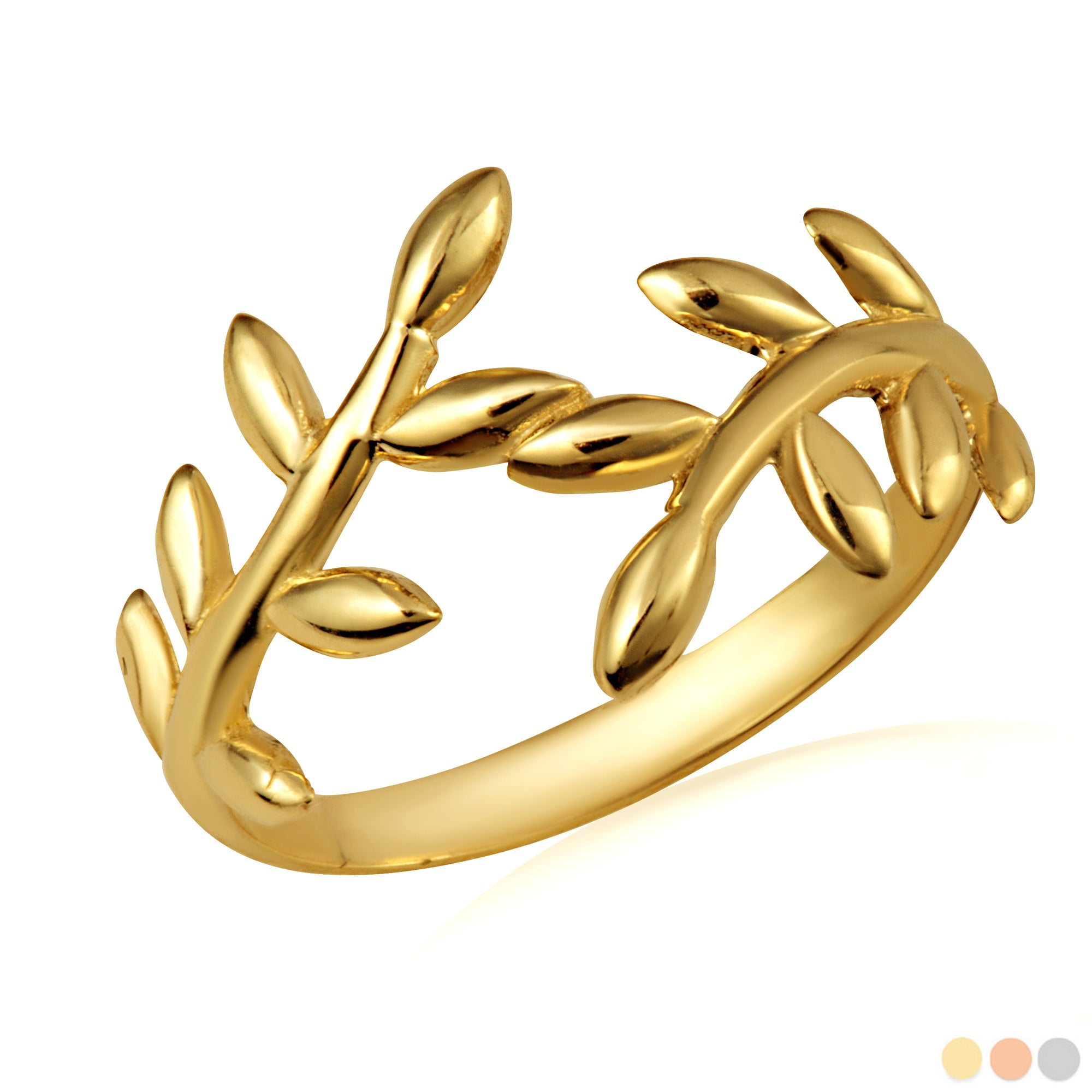 Gold Olive Branch Vines Band Ring
