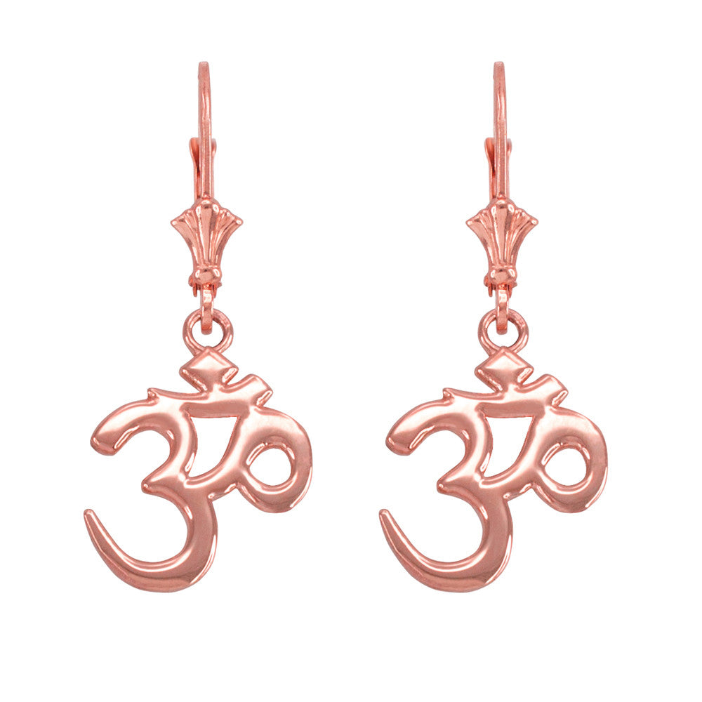 Gold Om (Aum) Leverback Earrings, view 2
