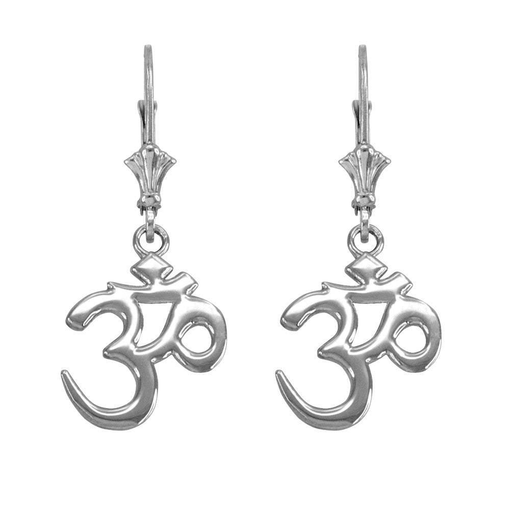 Gold Om (Aum) Leverback Earrings, view 3