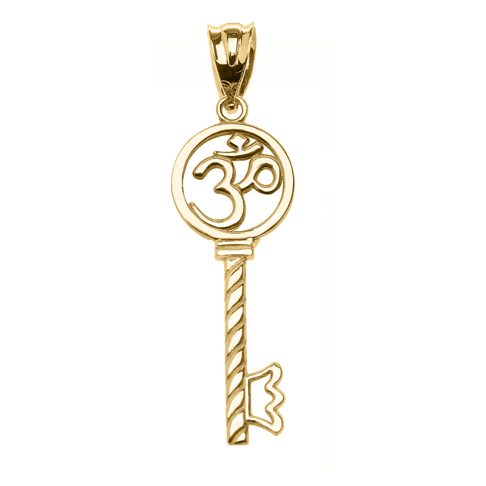 Gold Om/Ohm Key Pendant Necklace, view 2