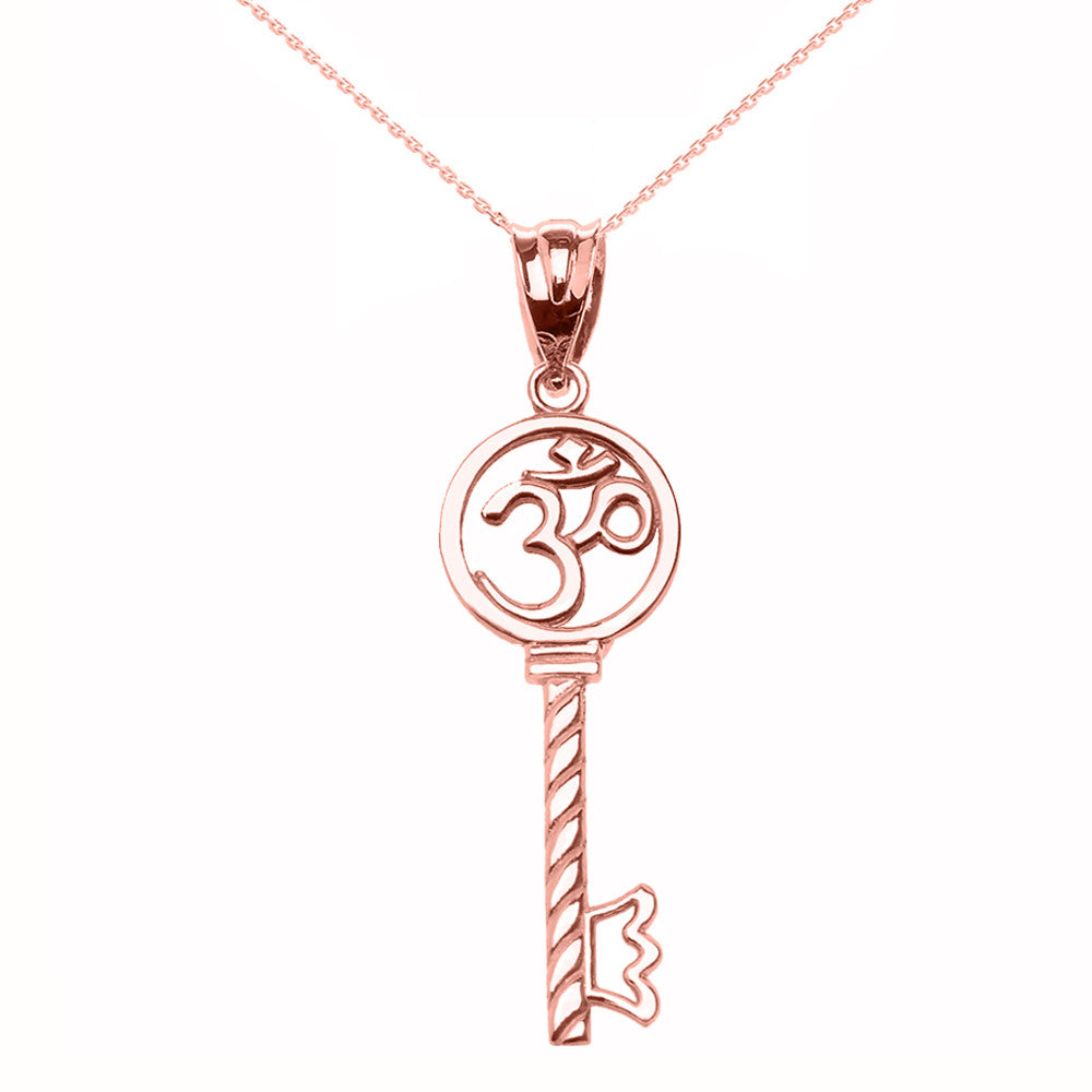 Gold Om/Ohm Key Pendant Necklace, view 3