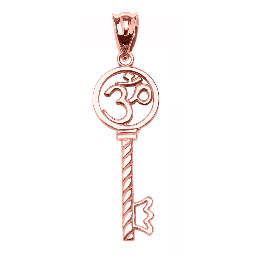 Gold Om/Ohm Key Pendant Necklace, view 4