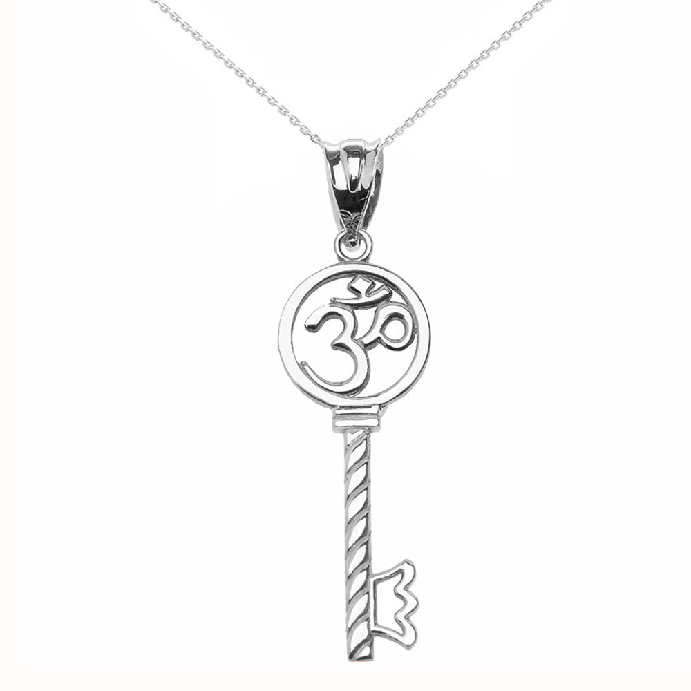 Gold Om/Ohm Key Pendant Necklace, view 5