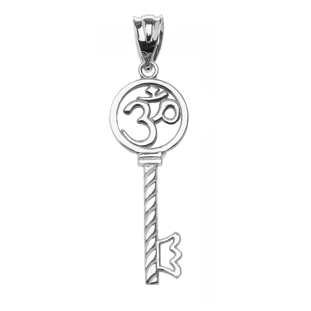Gold Om/Ohm Key Pendant Necklace, view 6