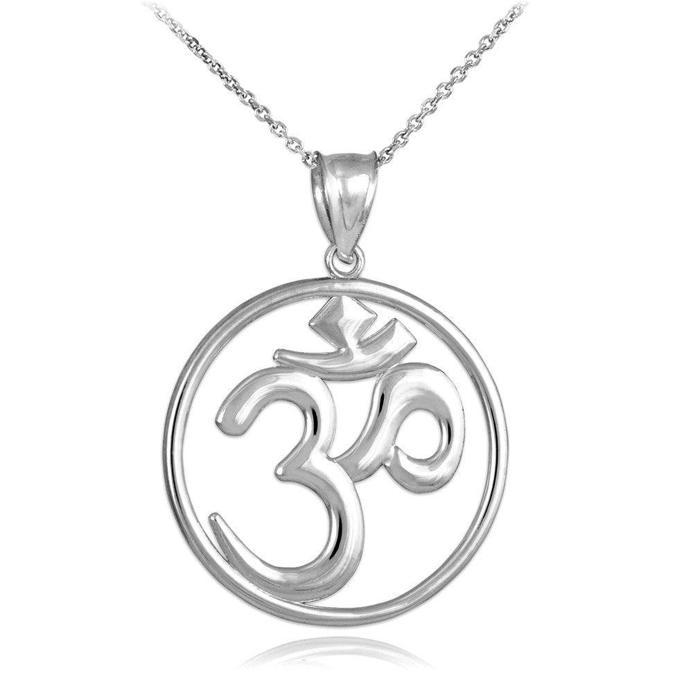 Gold Om (Ohm) Medallion Openwork Pendant Necklace, view 3