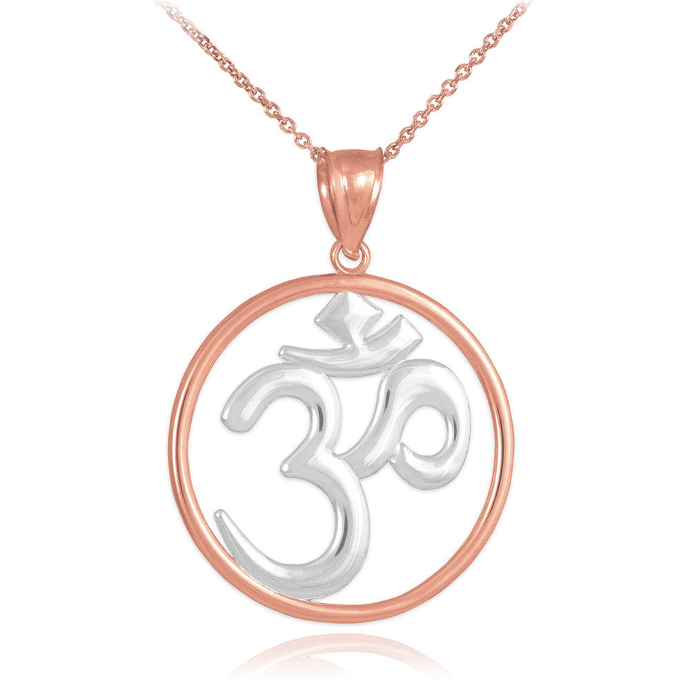 Gold Om (Ohm) Medallion Openwork Pendant Necklace, view 5