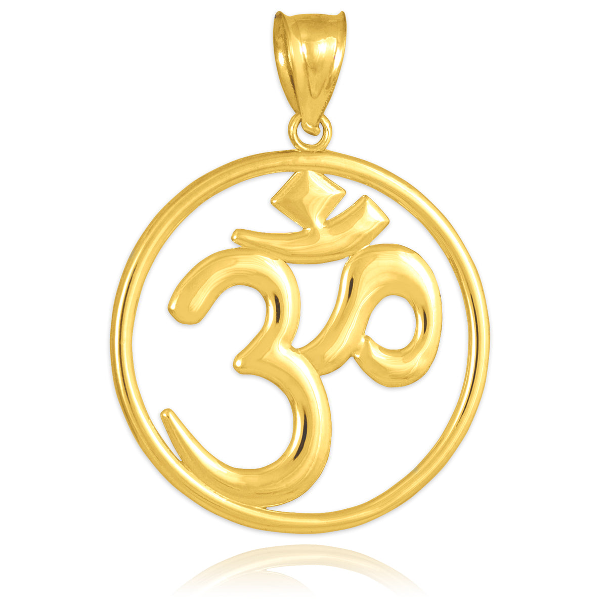Gold Om (Ohm) Medallion Openwork Pendant Necklace, view 7