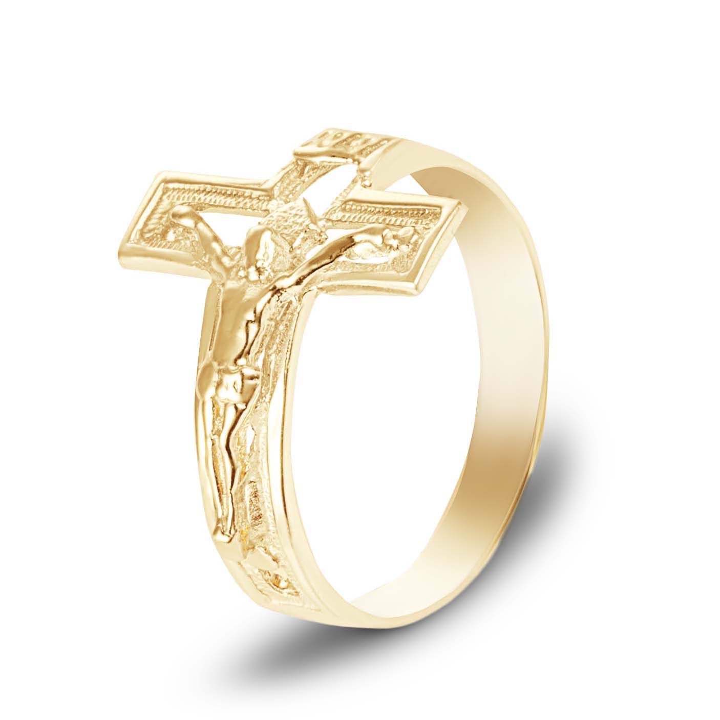Gold Open Crucifix Cross Ring, view 5