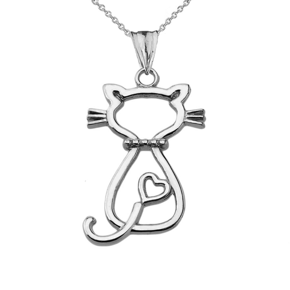 Gold Openwork Backwards Cat Pendant Necklace, view 5