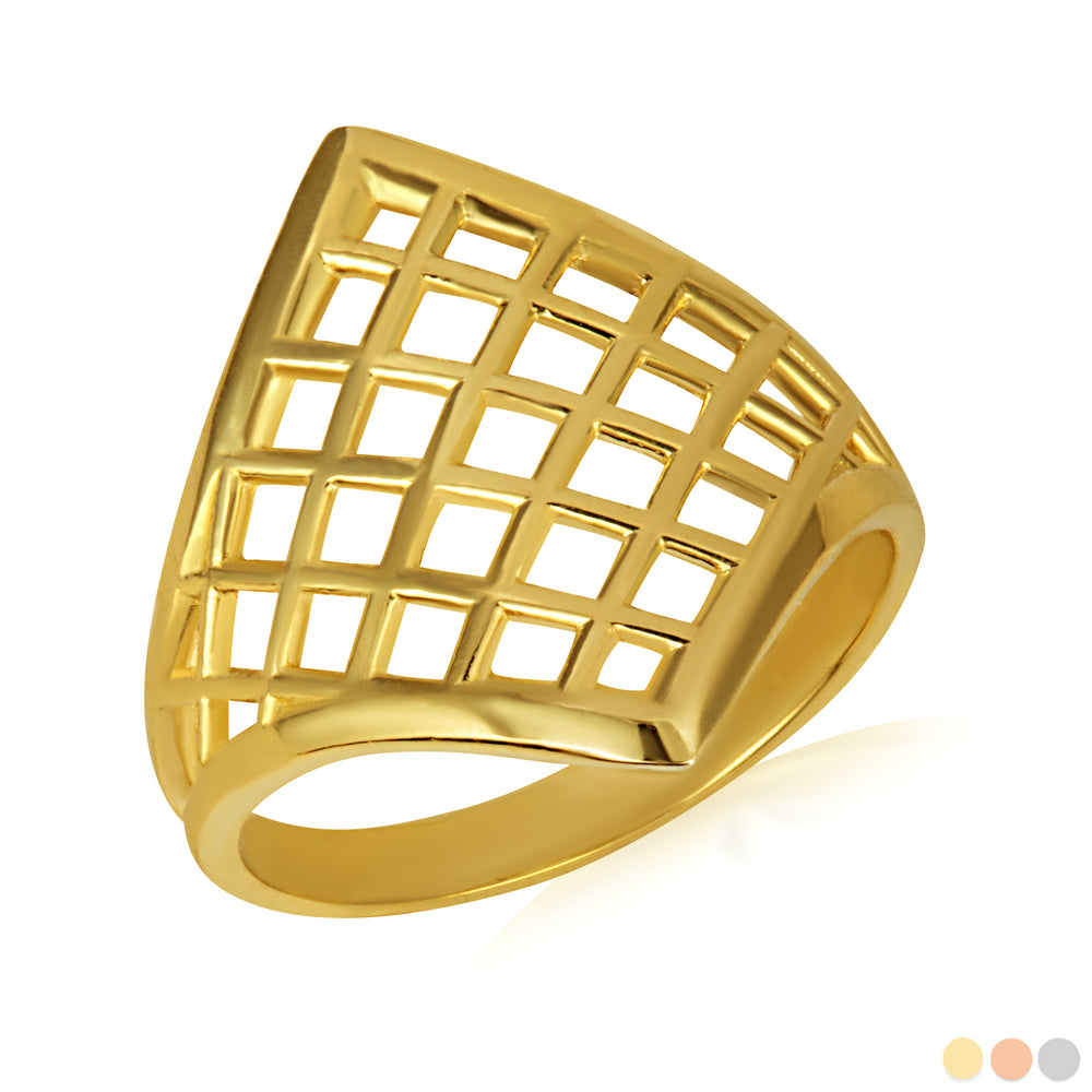 Gold Openwork Design Square Ring