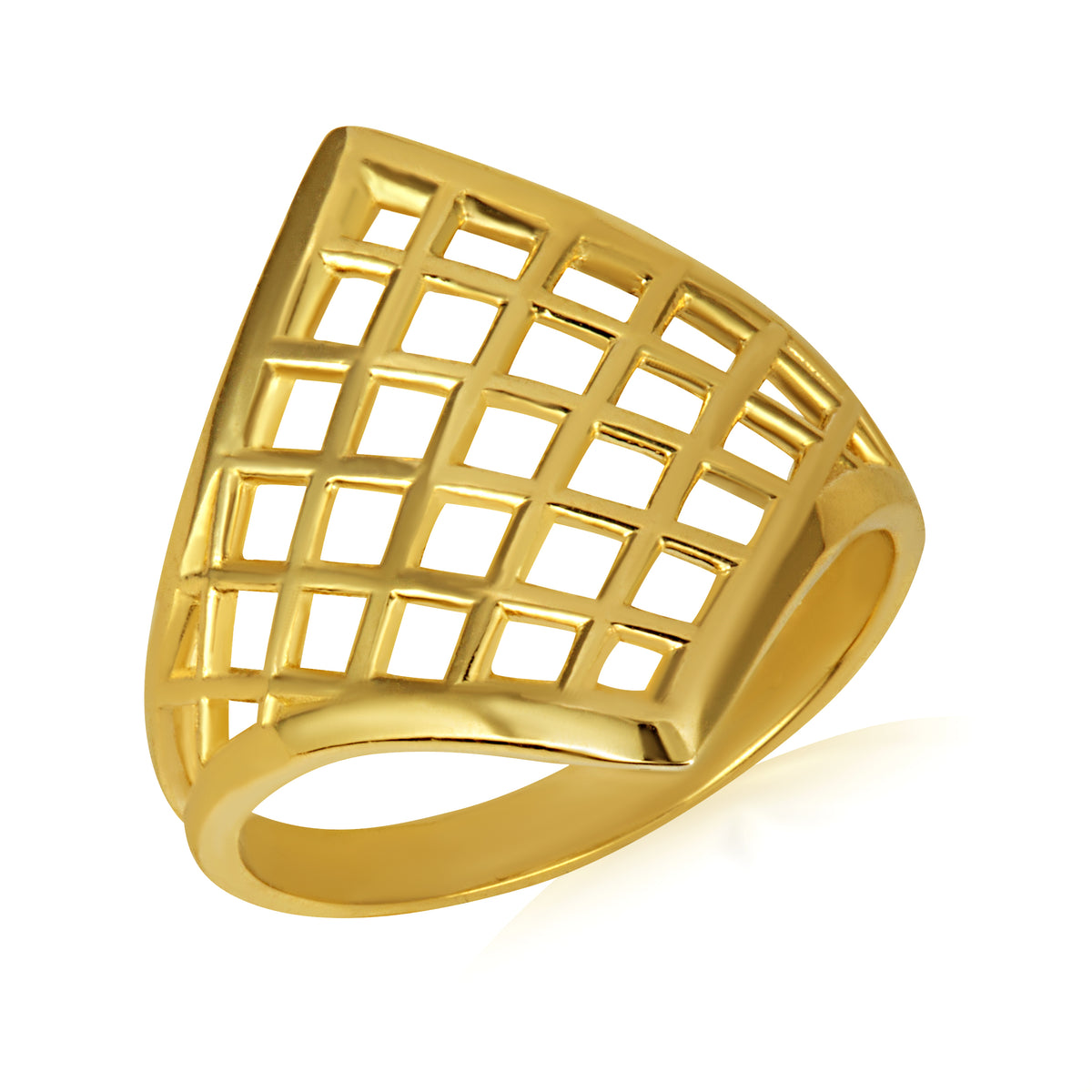 Gold Openwork Design Square Ring, view 5