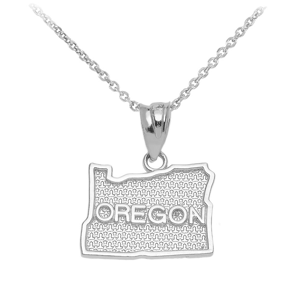 Gold Oregon State Map Pendant Necklace, view 4