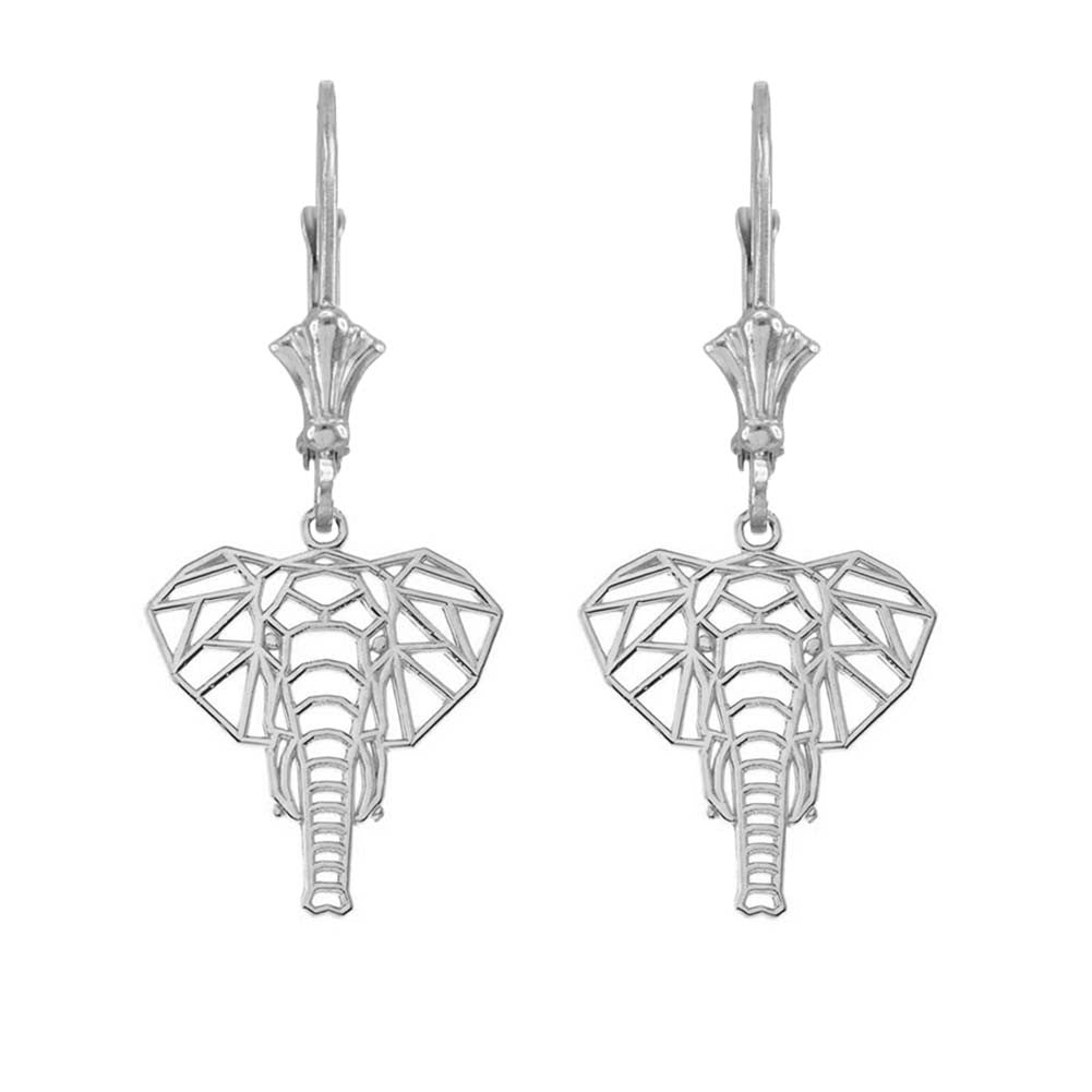 Gold Origami Elephant Leverback Earrings, view 3