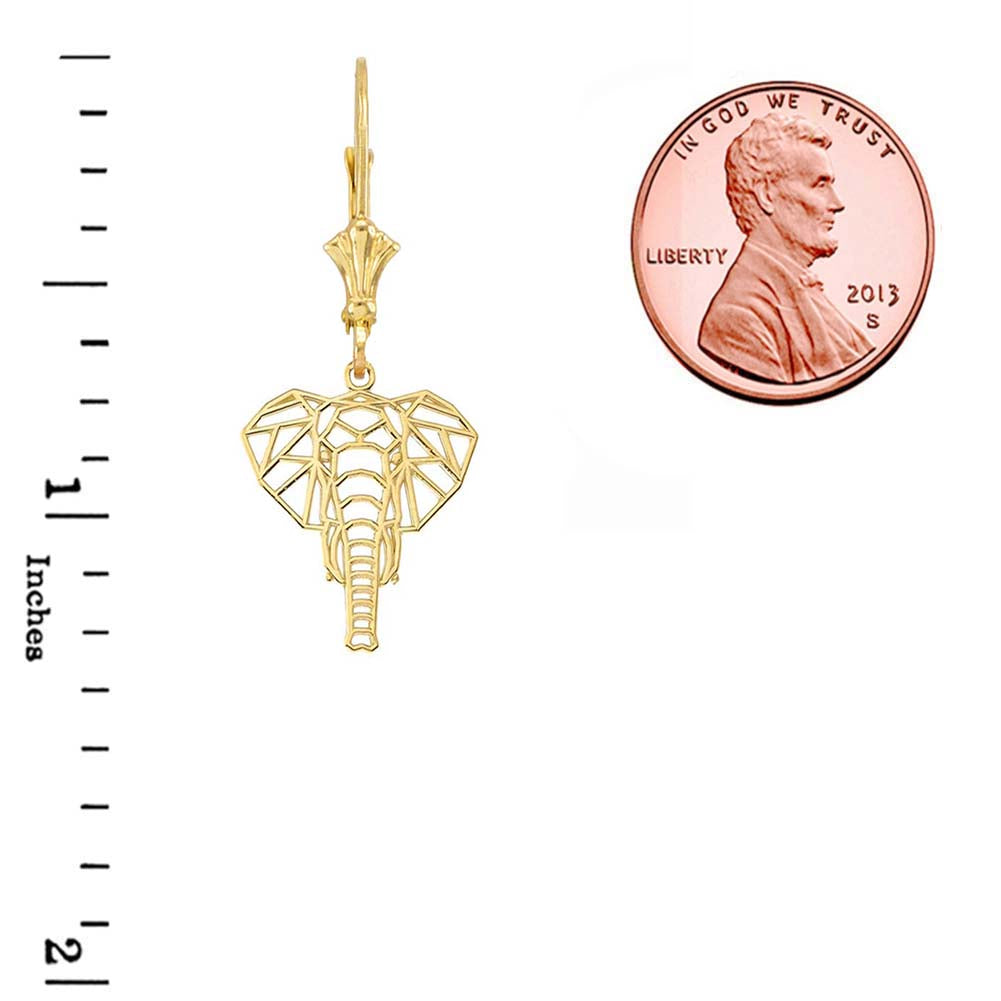 Gold Origami Elephant Leverback Earrings, view 4