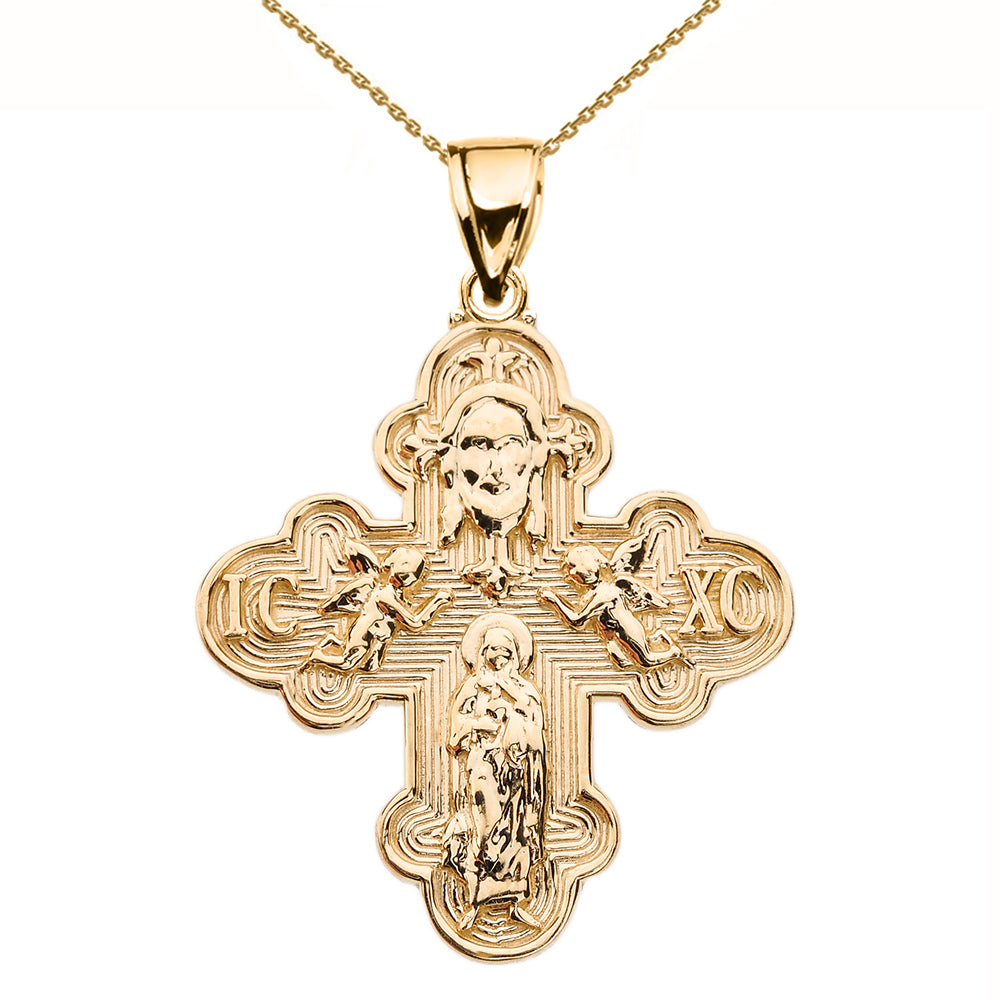 Gold Orthodox ICXC Cross (Save Us) Pendant Necklace