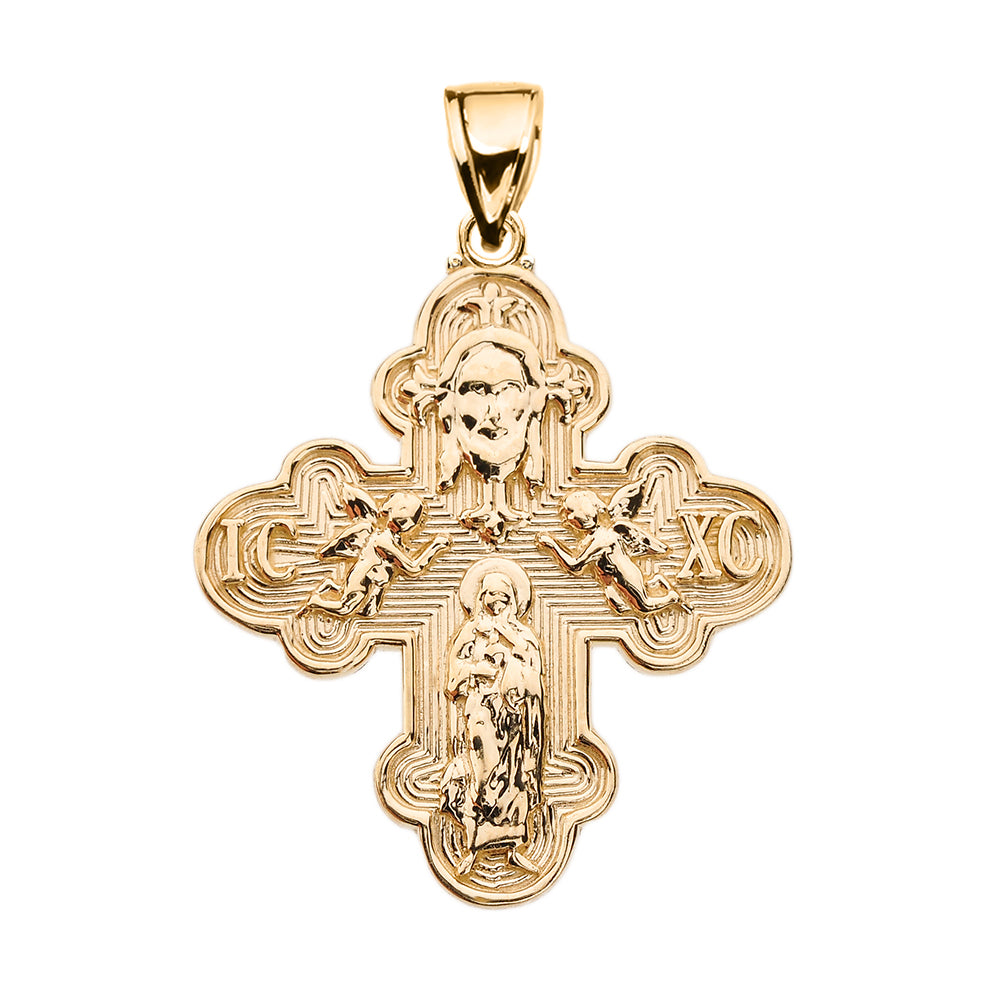 Gold Orthodox ICXC Cross (Save Us) Pendant Necklace, view 2