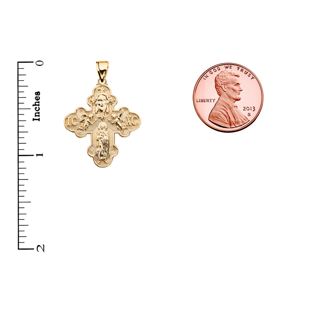 Gold Orthodox ICXC Cross (Save Us) Pendant Necklace, view 3