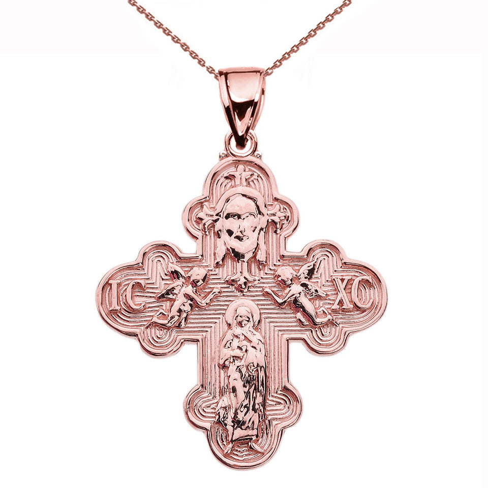 Gold Orthodox ICXC Cross (Save Us) Pendant Necklace, view 5