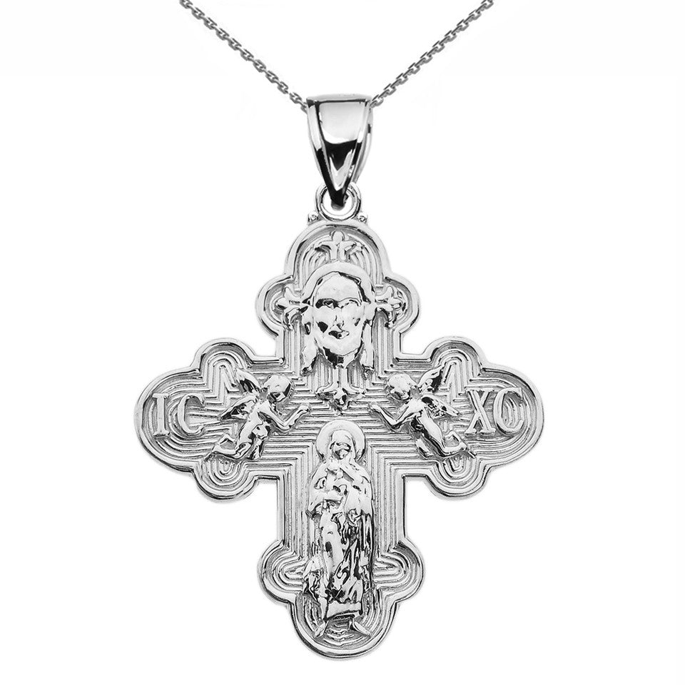 Gold Orthodox ICXC Cross (Save Us) Pendant Necklace, view 7