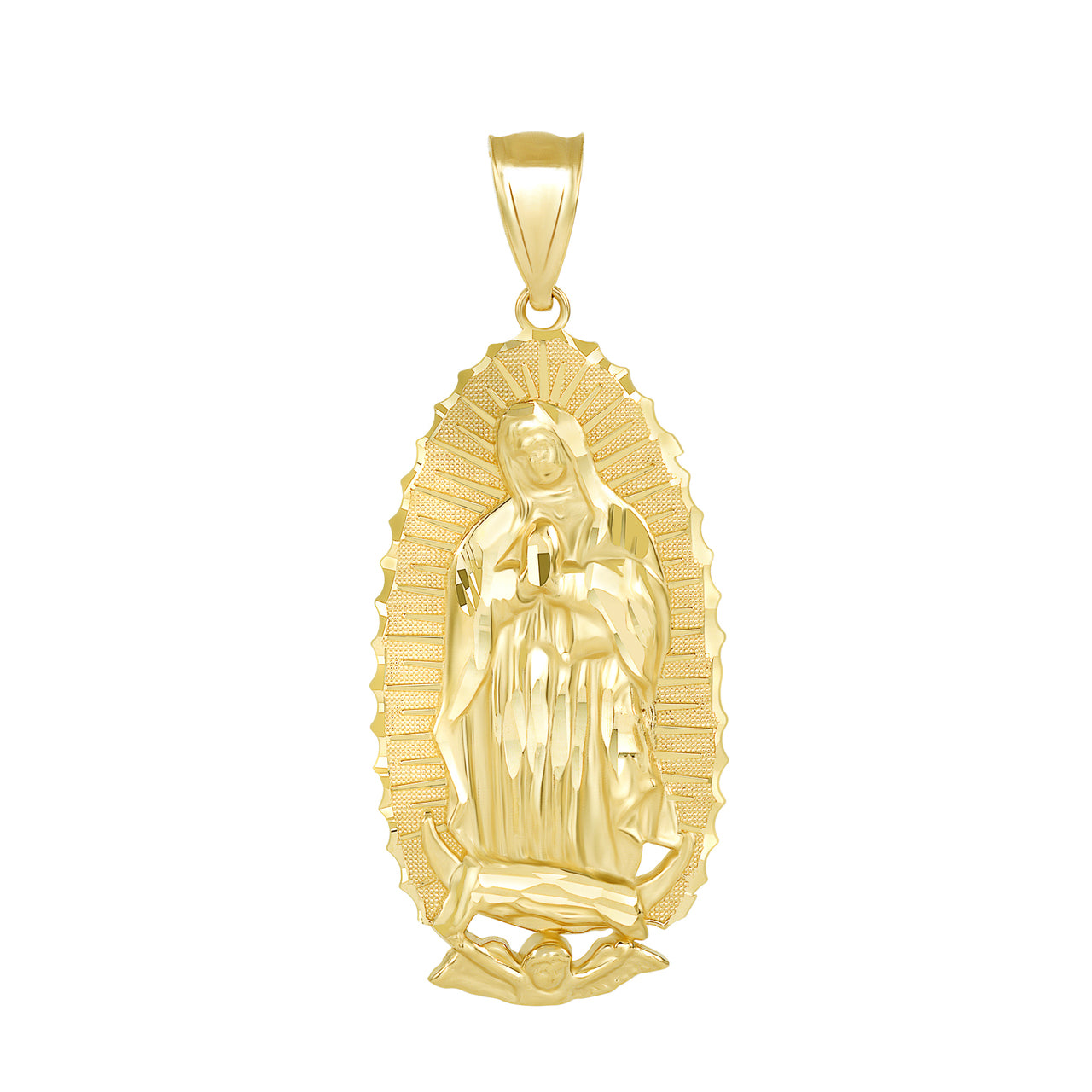 Gold Our Lady of Guadalupe Virgin Mary Necklace (2.47"), view 2