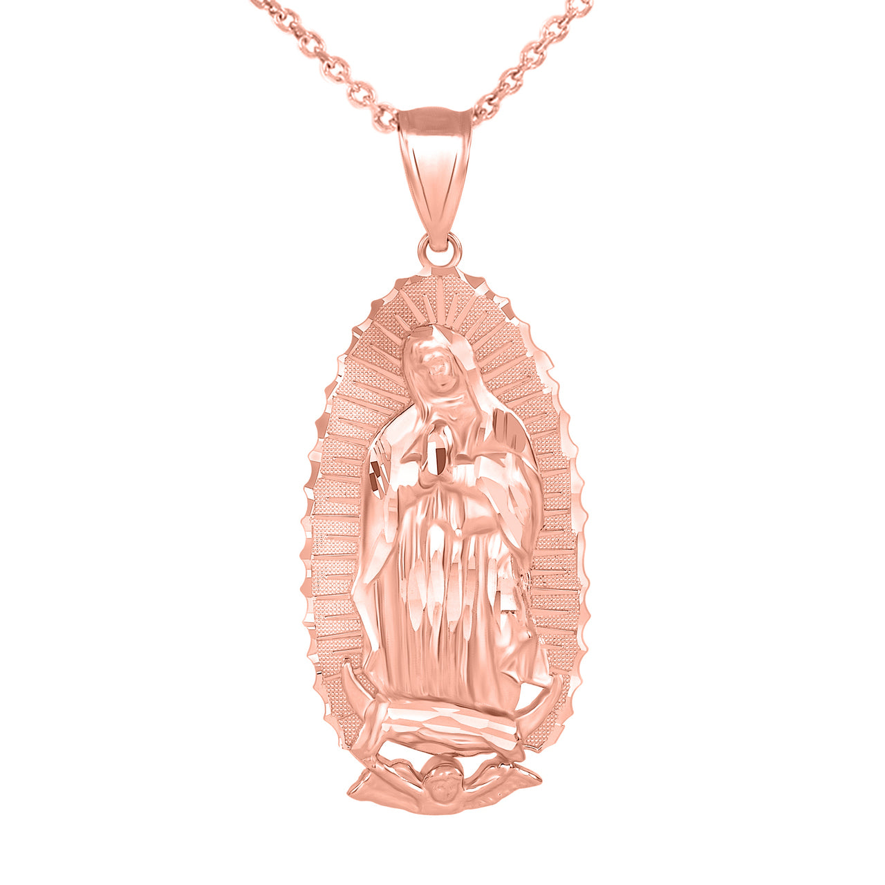 Gold Our Lady of Guadalupe Virgin Mary Necklace (2.47"), view 4
