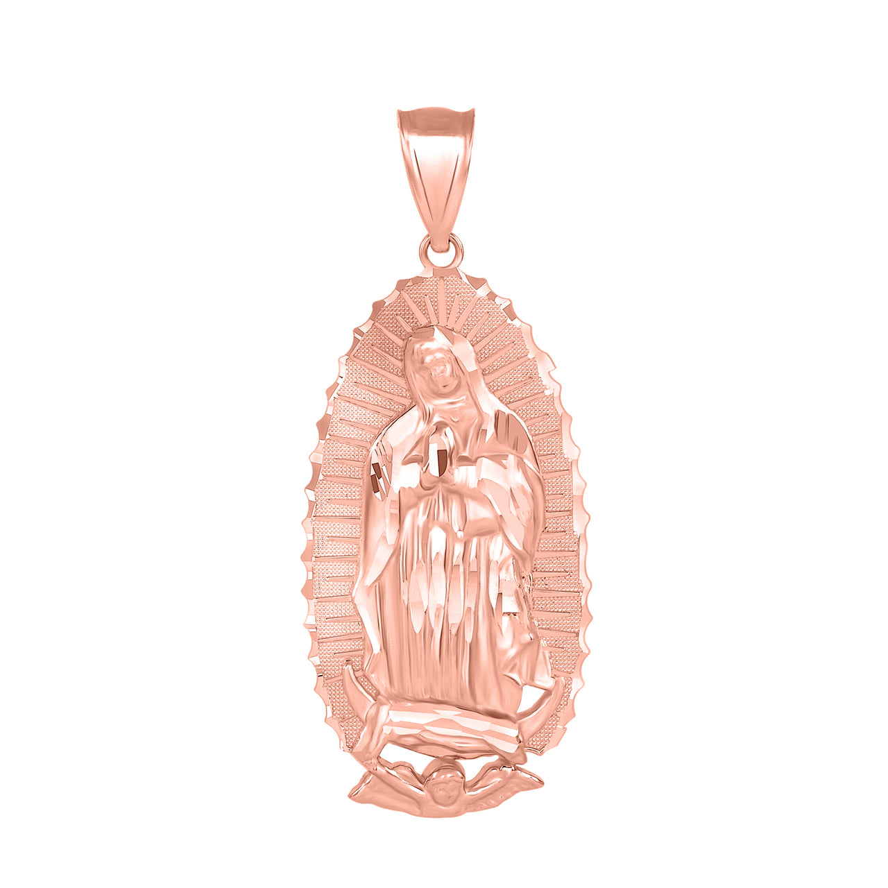 Gold Our Lady of Guadalupe Virgin Mary Necklace (2.47"), view 5