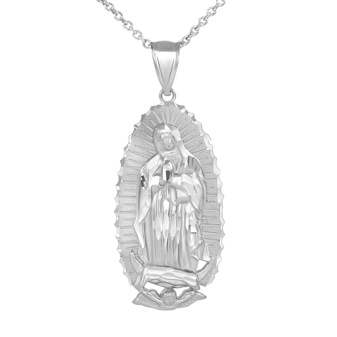 Gold Our Lady of Guadalupe Virgin Mary Necklace (2.47"), view 6