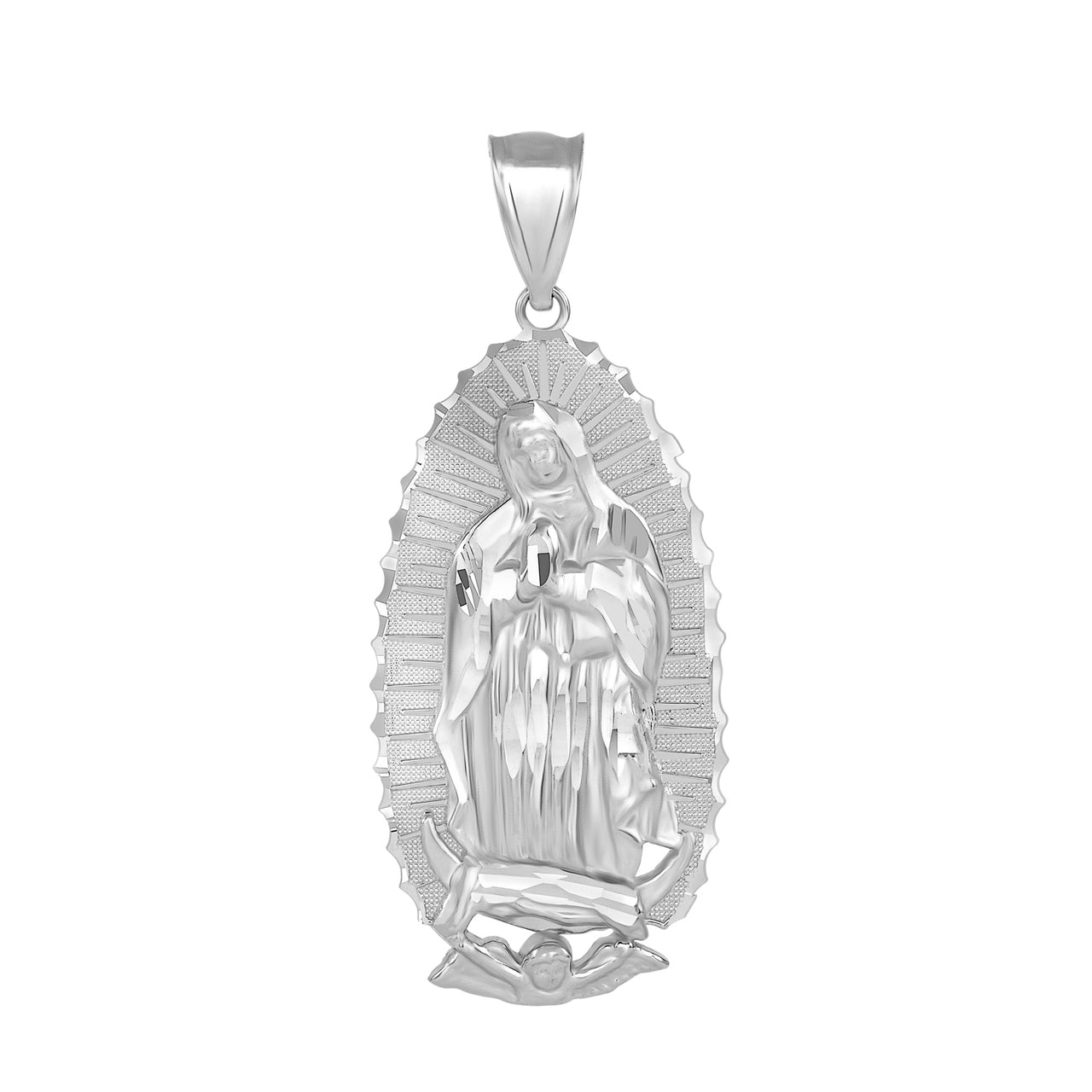 Gold Our Lady of Guadalupe Virgin Mary Necklace (2.47"), view 7