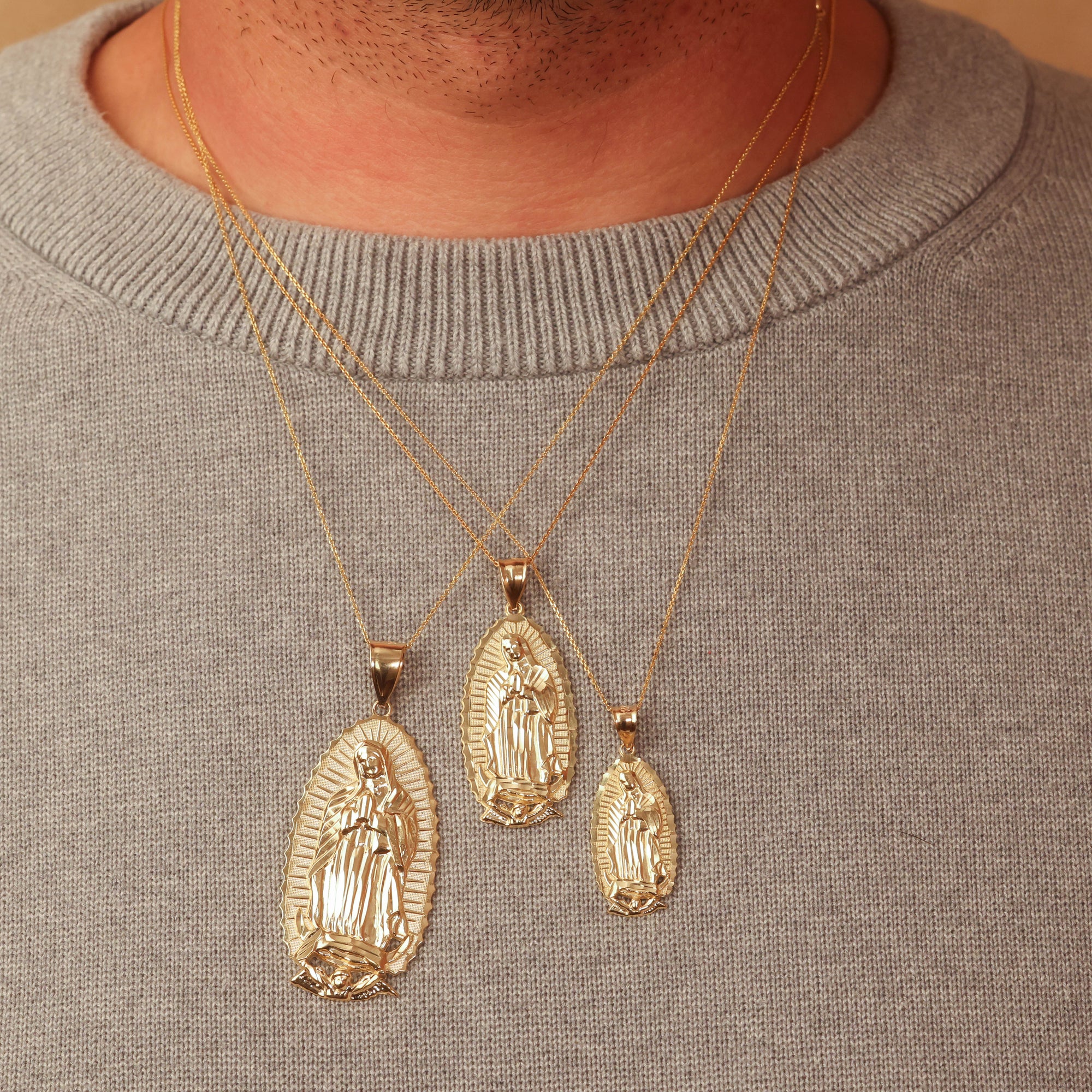 Gold Our Lady of Guadalupe Virgin Mary Necklace (S/M/L), view 2