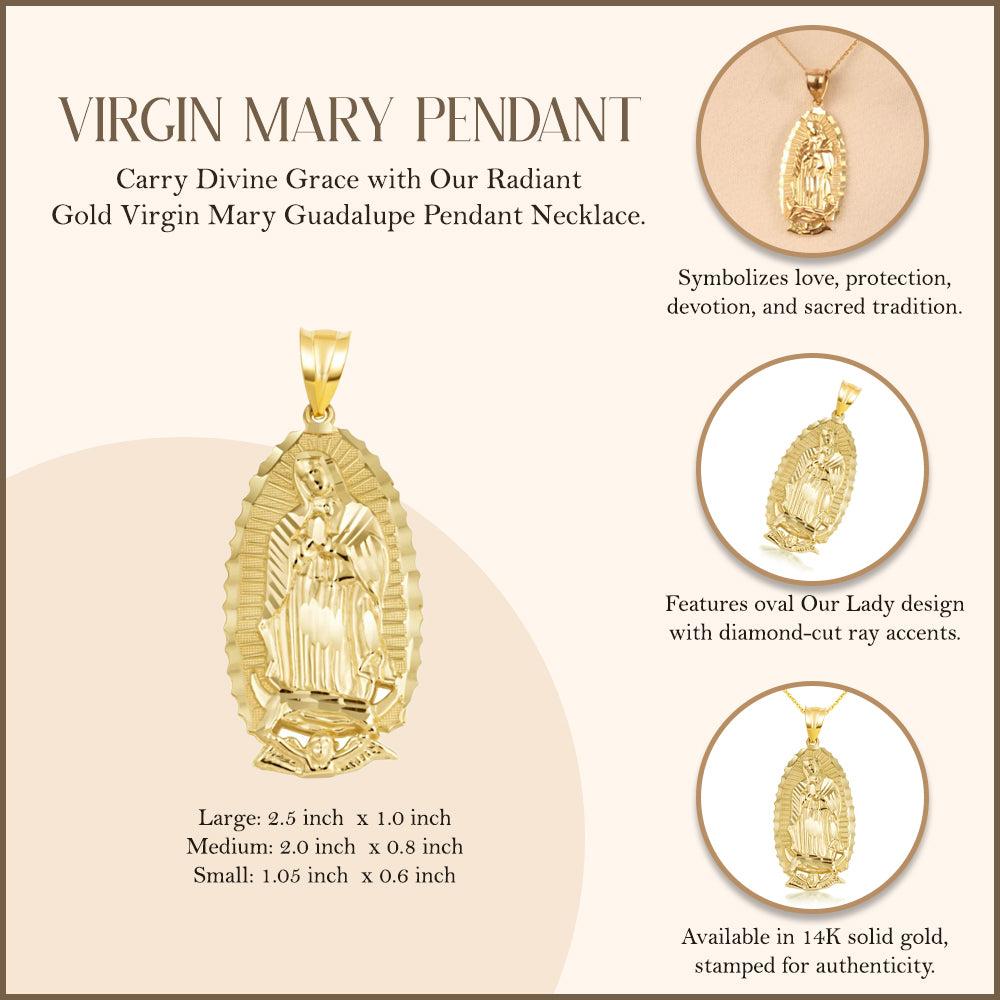 Gold Our Lady of Guadalupe Virgin Mary Necklace (S/M/L), view 5