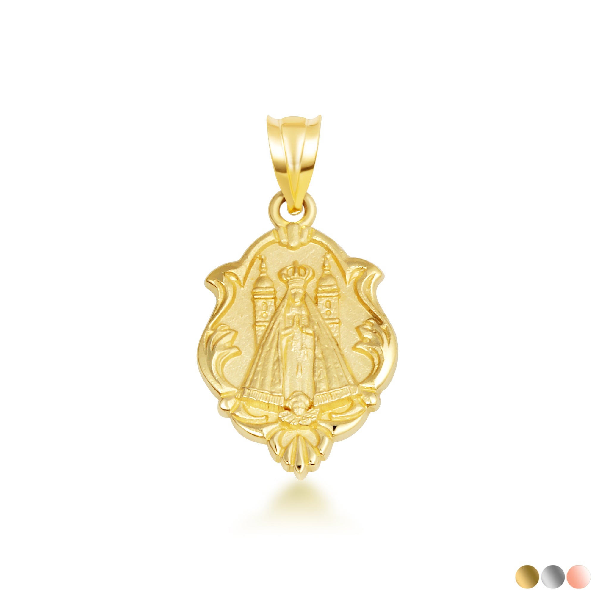 Gold Our Lady of San Juan de los Lagos Religious Pendant Necklace