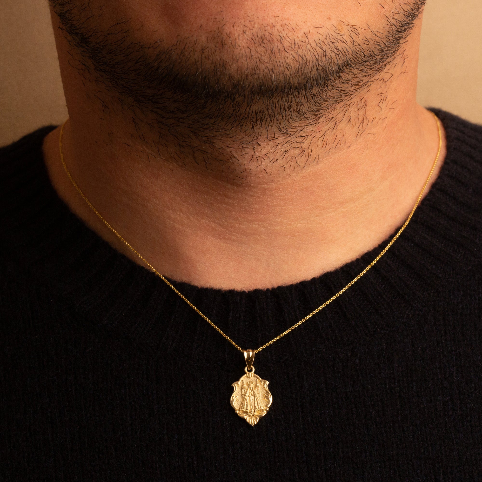 Gold Our Lady of San Juan de los Lagos Religious Pendant Necklace, view 2