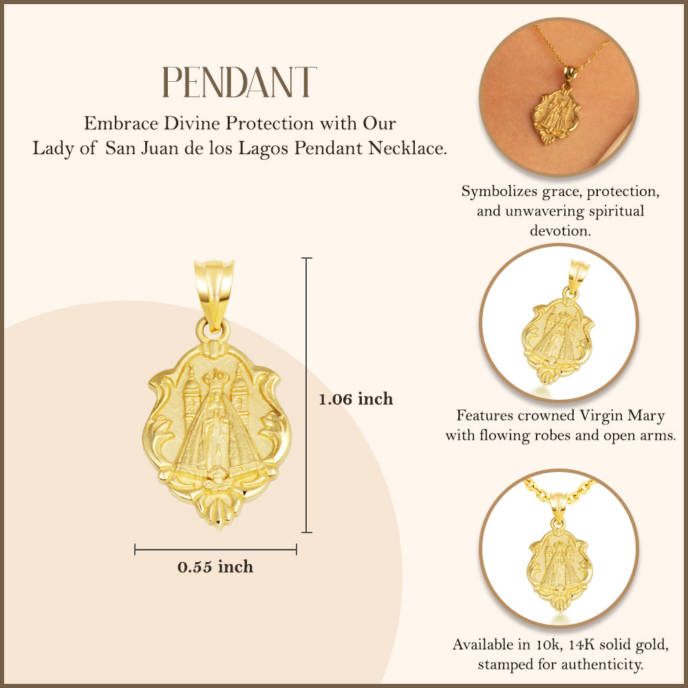 Gold Our Lady of San Juan de los Lagos Religious Pendant Necklace, view 5