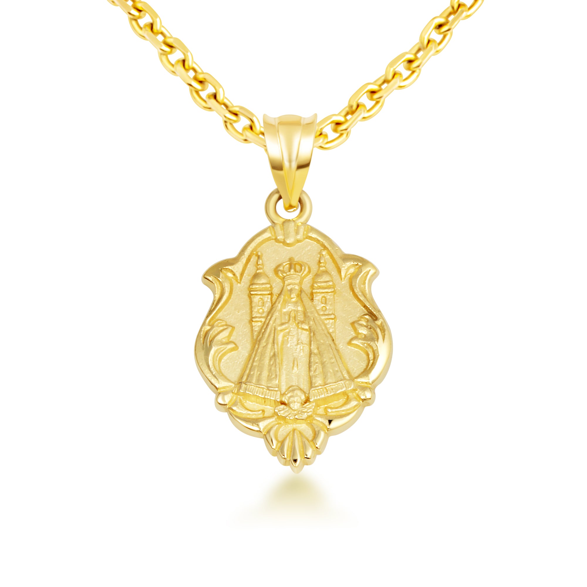 Gold Our Lady of San Juan de los Lagos Religious Pendant Necklace, view 6