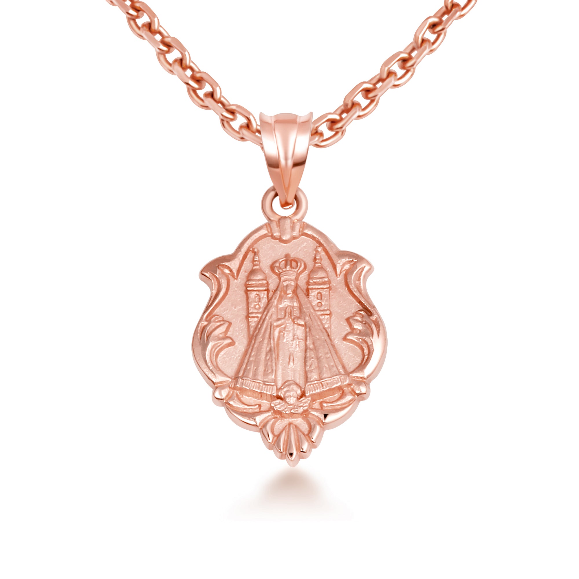 Gold Our Lady of San Juan de los Lagos Religious Pendant Necklace, view 10
